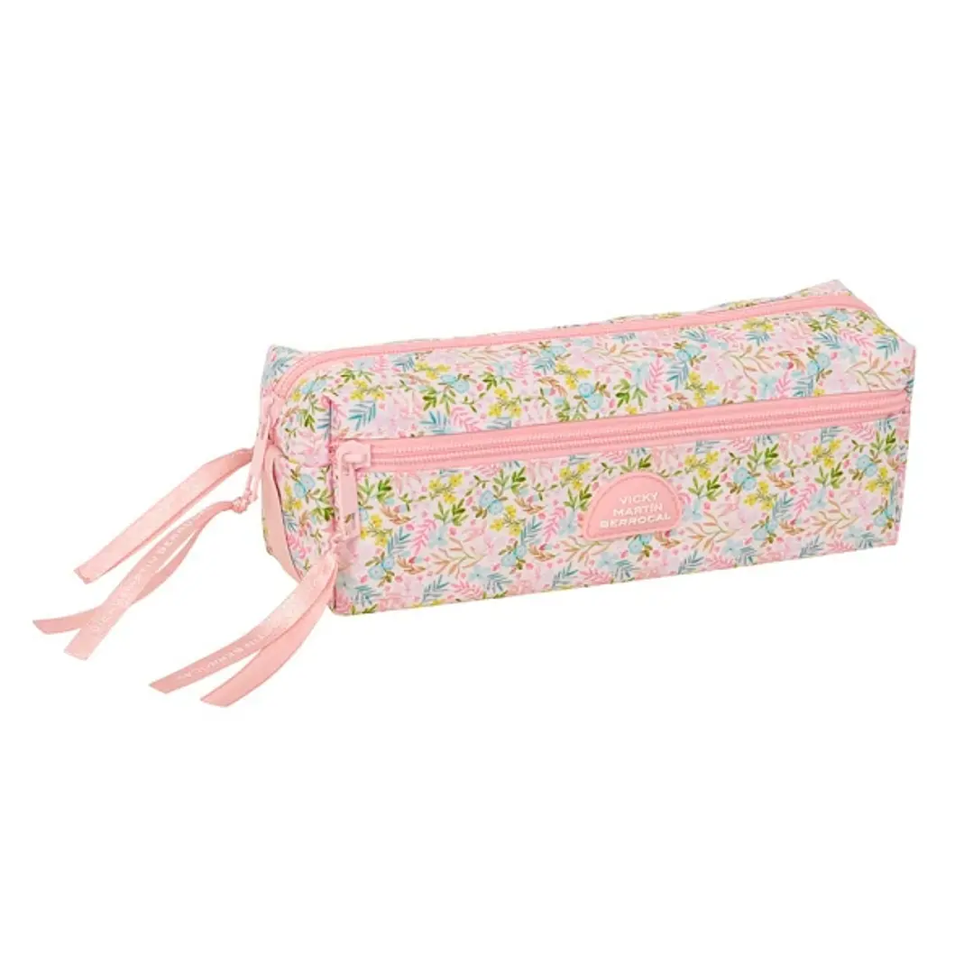 Safta VMB Portatodo - 3 Compartimentos con Cremalleras - Goma Elastica - 0.98L - 220x60x85mm - Color Rosa 1