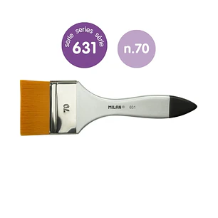 Milan 631 Premium Synthetic Paletina de 70mm - Pelo Sintetico - Mango de Madera Barnizada - Color Plata