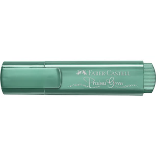 Faber-Castell Textliner 46 Metallic Marcador Fluorescente - Punta Biselada - Trazo entre 1mm y 5mm - Tinta con Base de Agua - Color Verde Metalico