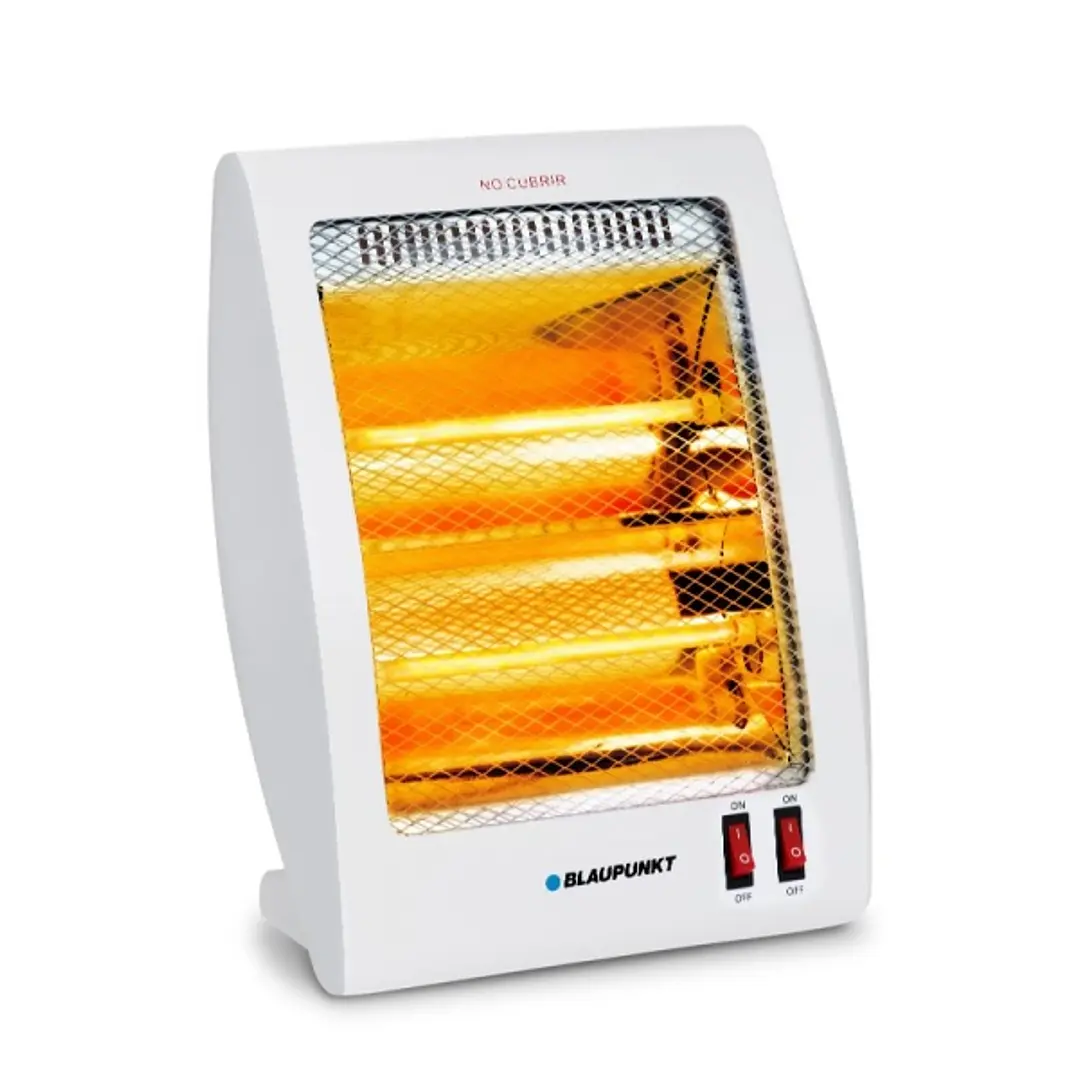 Blaupunkt Estufa de Cuarzo - Potencia 800W - Temperatura Regulable - Oscilante - 2 Tubos Halogenos - Interruptor Antivuelco - Color Blanco 1