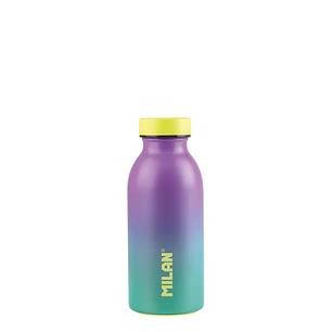 Milan Serie Sunset Botella Isotermica 0.35L - Doble Pared de Acero Inoxidable - Liquidos Calientes hasta 12h, Frios hasta 24h - Color Turquesa/Violeta