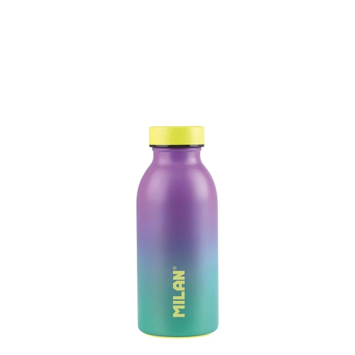 Milan Serie Sunset Botella Isotermica 0.35L - Doble Pared de Acero Inoxidable - Liquidos Calientes hasta 12h, Frios hasta 24h - Color Turquesa/Violeta 1