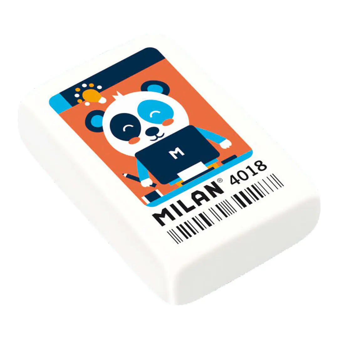 Milan 4018 Goma de Borrar Rectangular - Miga de Pan - Caucho Sintetico - Color Blanco - Dibujos Surtidos 1