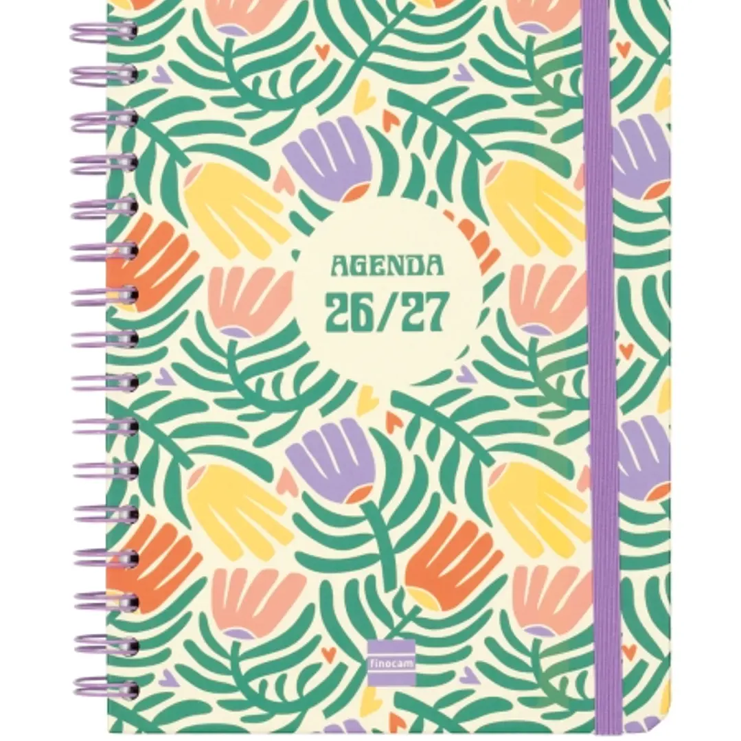 Finocam Cosmo Cart Agenda Escolar 26/27 en Catalan - Semana Vista Horizontal - Formato 4º - 155x212mm - Tapas de Carton Forrado - Papel de 80g/m2 - Es 1