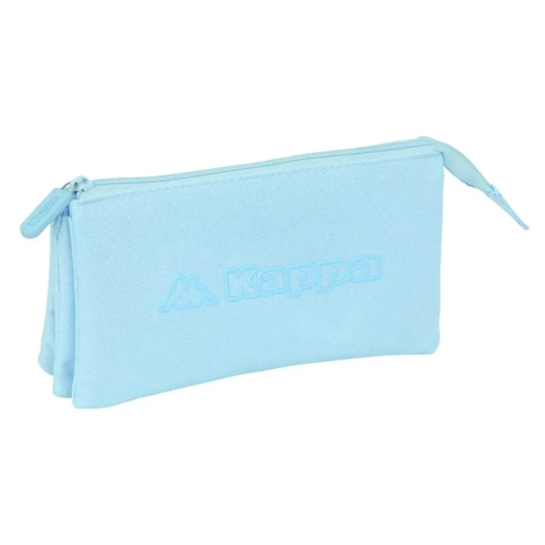 Safta Kappa Basics Celeste Portatodo - 3 Compartimentos con Cremalleras - Bolsillo Interior - 0.6L - 220x30x120mm - Color Azul Claro 1