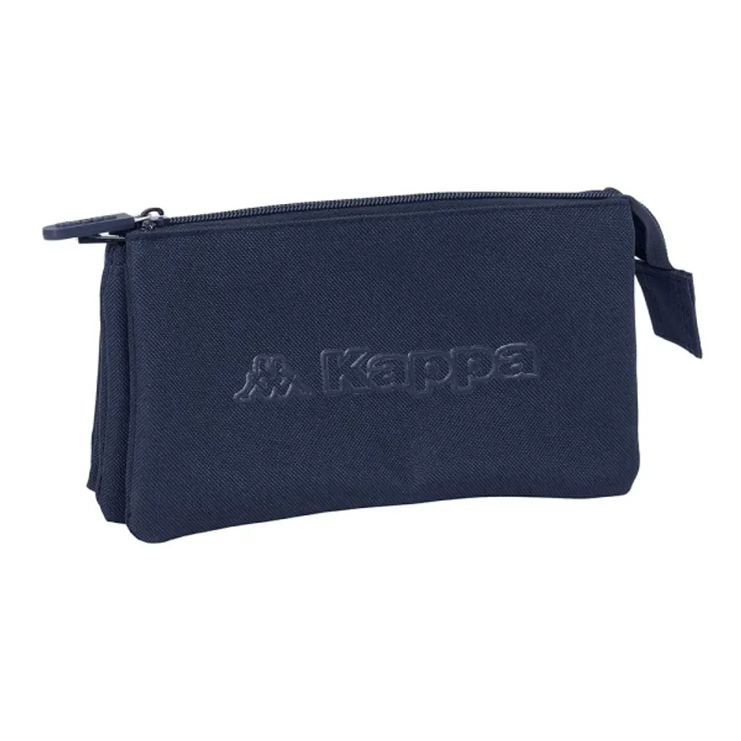 Safta Kappa Basics Portatodo - 3 Compartimentos con Cremalleras - Bolsillo Interior - 0.6L - 220x30x120mm - Color Azul Marino 1