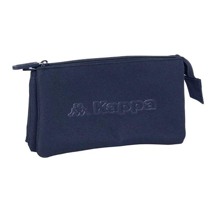 Safta Kappa Basics Portatodo - 3 Compartimentos con Cremalleras - Bolsillo Interior - 0.6L - 220x30x120mm - Color Azul Marino 1