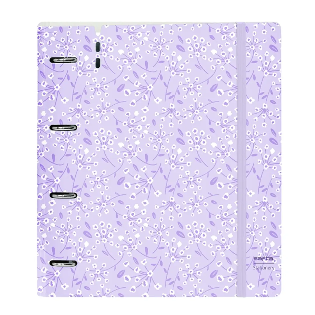 Safta Carpeta con 4 Anillas 35mm - Tapa de Plastico - Recambio 100 Hojas - Cierre Elastico - Ranura para Boligrafo - Solapa Interior - 270x40x320mm -  1