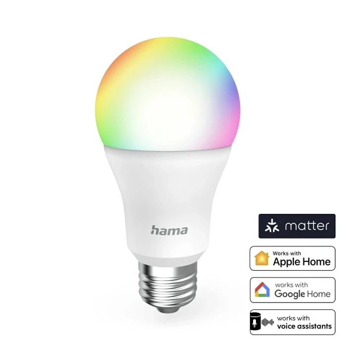 Hama Bombilla LED E27 Inteligente - Potencia 9W - RGBW - WiFi - Compatible con Asistente de Voz - Control con App - IP20 - Color Blanco 1