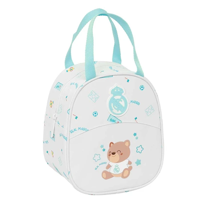 Safta Real Madrid Bolsa Preescolar Isotermica - Asa de Mano - Cremallera - 19x22x14cm - Color Blanco 1