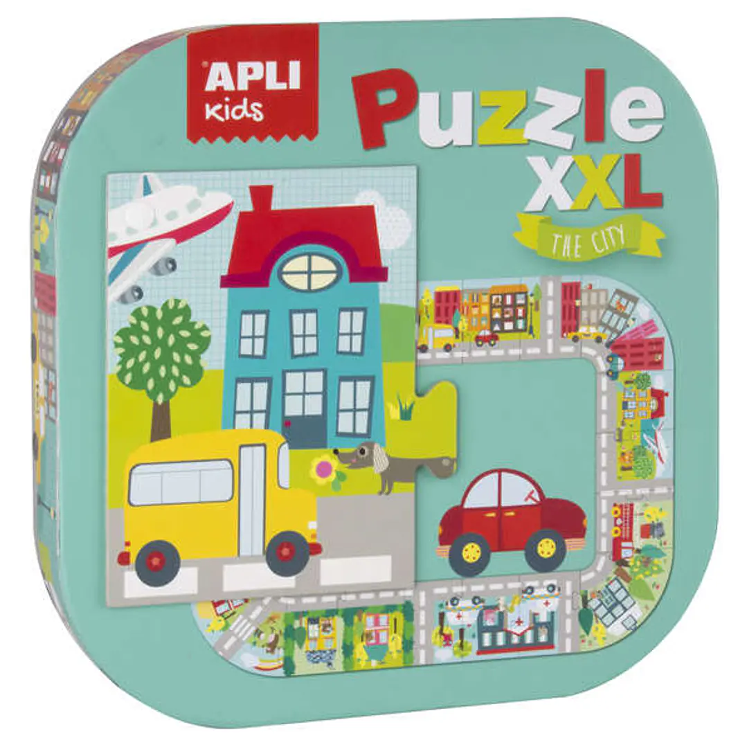 Apli Puzle xxl Ciudad - 20 Piezas de 14.5cm - Circuito Cerrado con Ilustraciones - Doble Diversion - Carton 2mm Brillante - Desarrollo de Habilidades  1