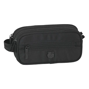 Safta F.C.Barcelona Premium Neceser Compacto de 2L - 2 Compartimentos con Cremallera - Asa Lateral - Bolsillo Frontal - 210x100x80mm - Color Negro