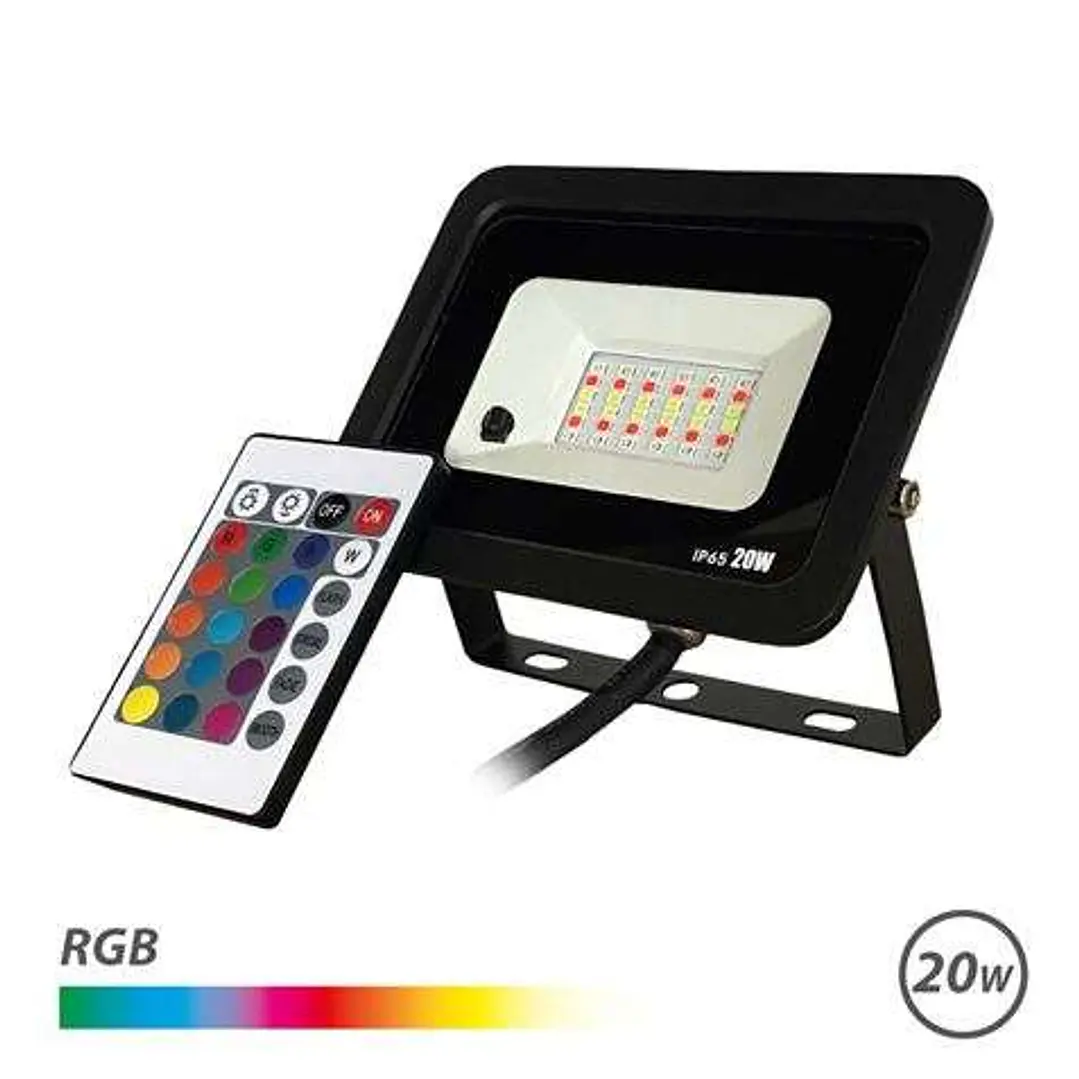 Elbat Foco Led RGB 20W - Control Remoto - IP65 - Ideal para Exterior 1