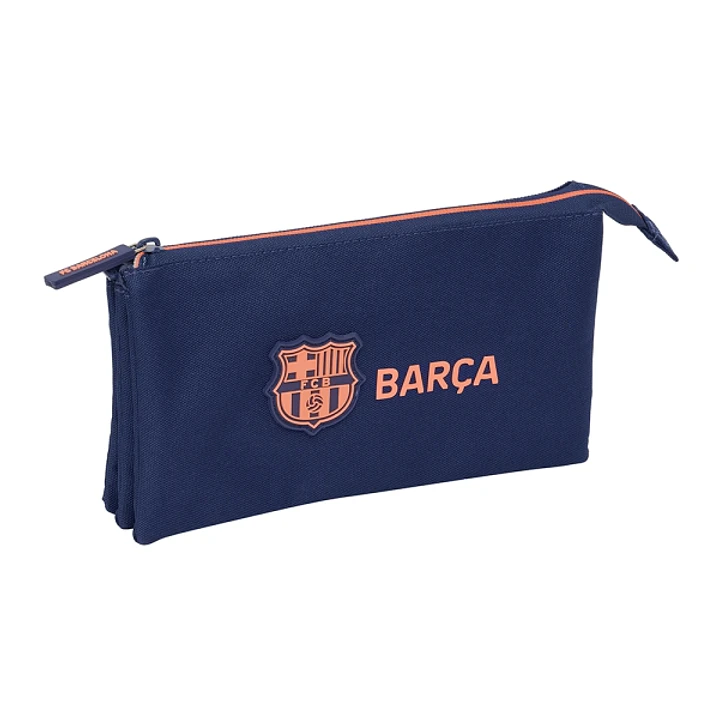 Safta F.C.Barcelona 2ª Equipacion Portatodo - 3 Compartimentos con Cremalleras - Bolsillo Interior - 0.6L - 220x30x120mm - Color Azul Marino 1
