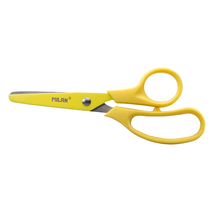 Milan Basic Colours Tijeras de 13.4cm - Mango Ergonomico - Punta Redondeada - Hoja de Acero Inoxidable - Color Amarillo 1