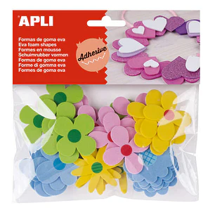 Apli Formas Goma Eva Adhesivas Flores Estampadas 40 U - Faciles de Pegar - Diseños Variados - Ideal para Manualidades