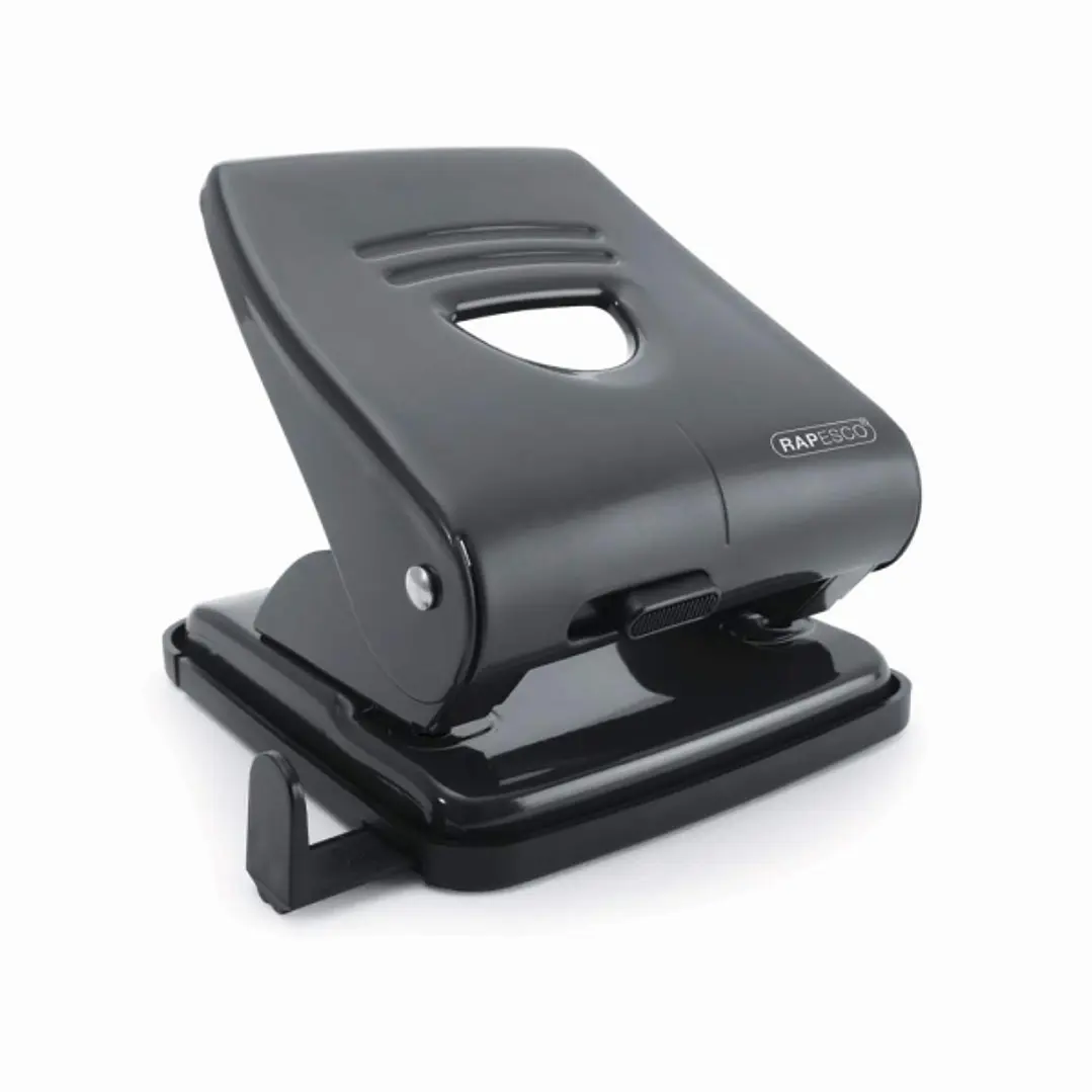 Rapesco 827 Taladro Perforador Metalico - Hasta 27 Hojas - Marcas de Formato - Sistema de Bloqueo - Color Negro 1