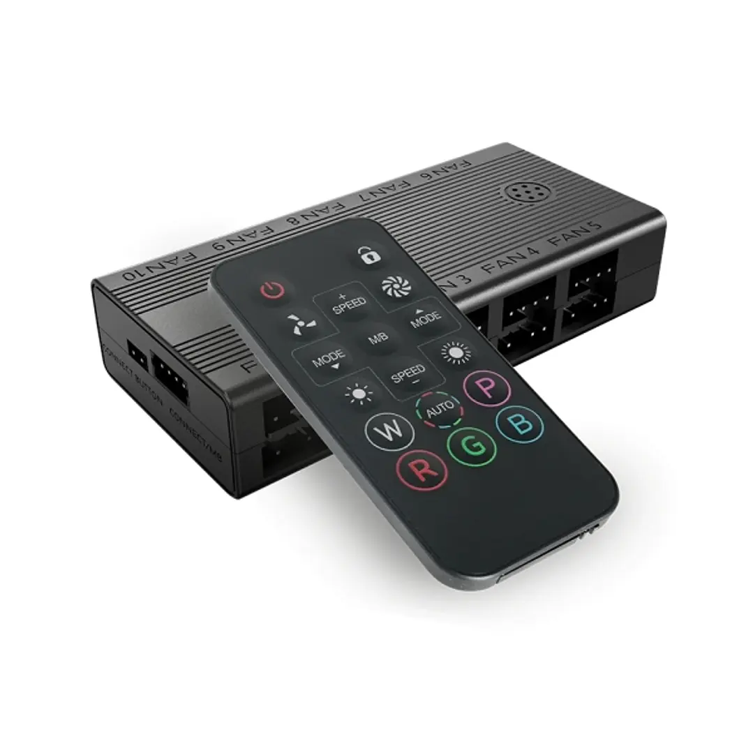 Mars Gaming MF-HUB Hub de Control PWM y ARGB - Control de la Velocidad e Iluminacion - Mando a Distancia - 80x40x17mm - Color Negro 1