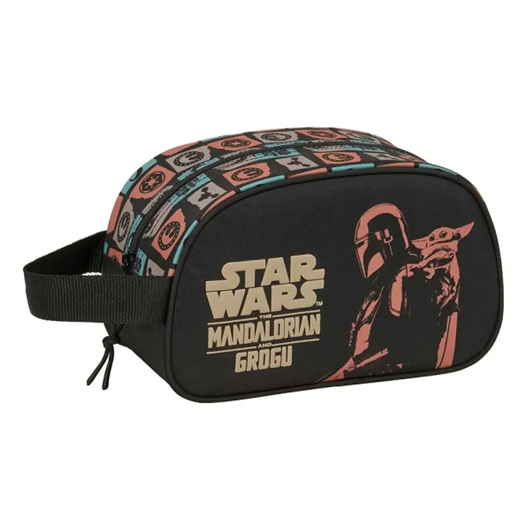 Safta Mandalorian and Grogu Neceser - Adaptable a Carro - Asa de Mano Lateral - 26x15x12cm - Color Negro 1