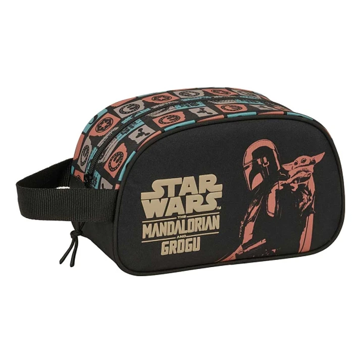 Safta Mandalorian and Grogu Neceser - Adaptable a Carro - Asa de Mano Lateral - 26x15x12cm - Color Negro 1