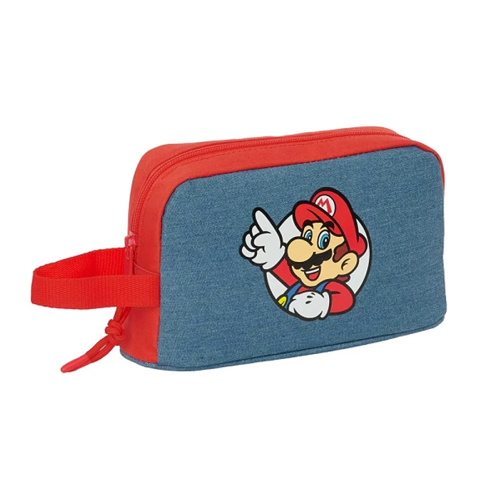 Safta Super Mario Bolsa Isotermica Porta Alimentos - Asa de Mano Lateral - Cremallera - 21.5x12x6.5cm - Color Rojo y Azul 1