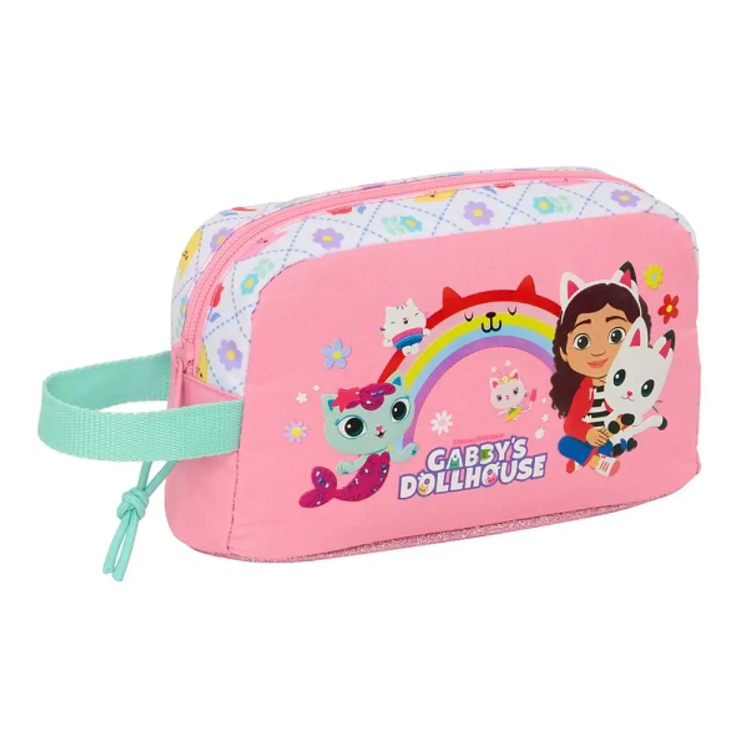 Safta Gabby's Dollhouse Bolsa Isotermica Porta Alimentos - Asa de Mano Lateral - Cremallera - 21.5x12x6.5cm - Color Rosa 1