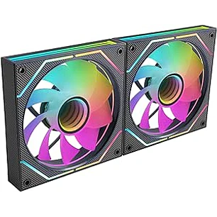 Mars Gaming MF-3DPROX2R Pack de 2 Ventiladores de 120mm - Iluminacion ARGB Infinity Mirror 360º - Silencioso 12dB - Control PWM - Color Negro