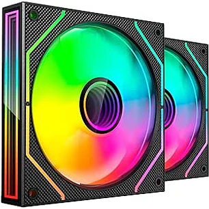 Mars Gaming MF-3DPROX2 Pack de 2 Ventiladores de 120mm - Iluminacion ARGB Infinity Mirror 360º - Silencioso 12dB - Control PWM - Color Negro