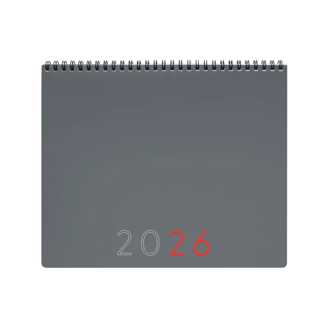 Finocam Agenda Planificador Internacional - Anual 2026 - Espacio para Escribir - 250x13x200mm - Mes Vista - Color Gris 1