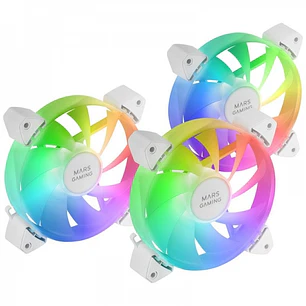 Mars Gaming MF-3A Kit de Ventiladores ARGB - Iluminacion 360º Sin Marco - Efectos ARGB Rainbow - Funcionamiento Ultrasilencioso - Compatible con ARGB 