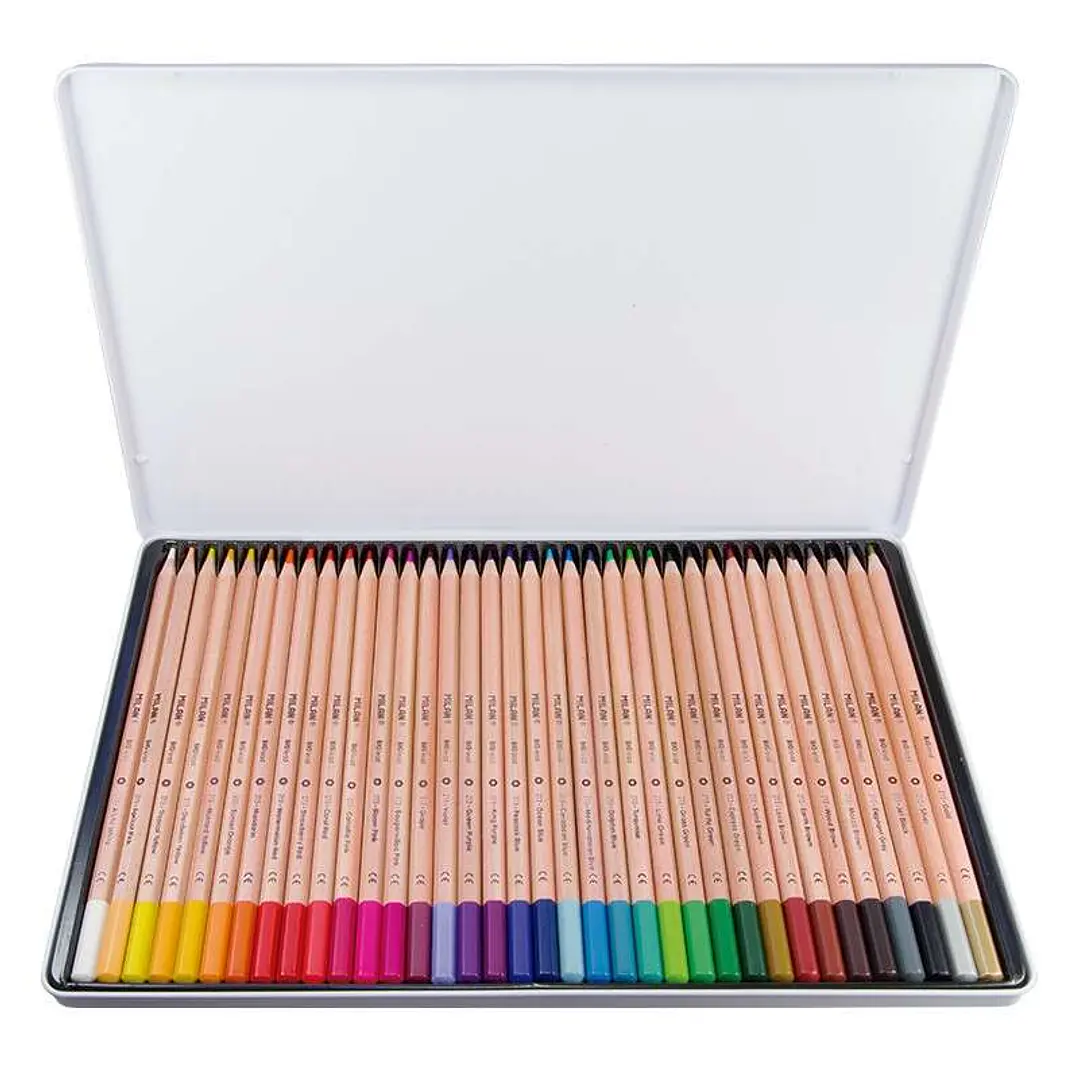 Milan Pack de 36 Lapices Hexagonales de Colores - Mina gruesa 3.5mm - Trazo Uniforme - Resistente a la Rotura - Colores Surtidos 1