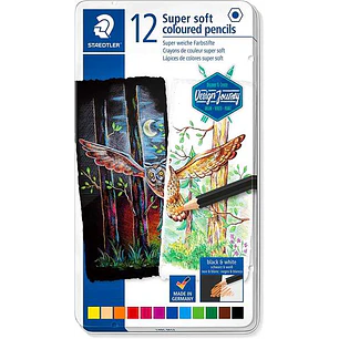 Staedtler Super Soft 149C Pack de 12 Lapices de Colores - Mina Extra Suave - Colores Surtidos