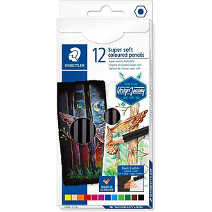 Staedtler Super Soft 149C Pack de 12 Lapices de Colores - Mina Extra Suave - Colores Surtidos