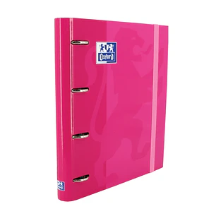 Oxford Europeanbinder Classic A4+ Carpeta de Anillas con Recambio Cuadricula 5x5 - Tapa Extradura - Cierre con Goma Elastica - Color Fucsia