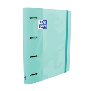 Oxford Europeanbinder Touch A4+ Carpeta de Anillas con Recambio Cuadricula 5x5 - Tapa Extradura - Cierre con Goma Elastica - Color Ice Mint Pastel