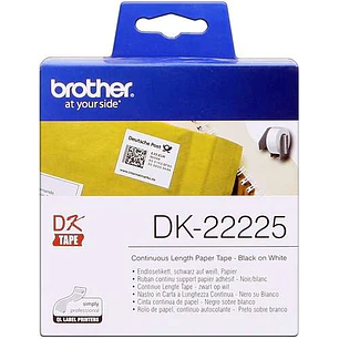 Brother DK22225 - Etiquetas Originales de Tamaño personalizado - Ancho 38mm x 30,48 metros - Texto negro sobre fondo blanco