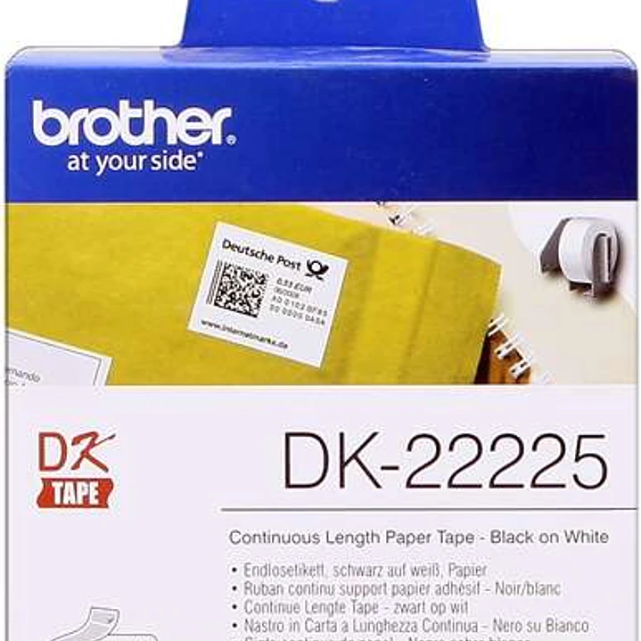 Brother DK22225 - Etiquetas Originales de Tamaño personalizado - Ancho 38mm x 30,48 metros - Texto negro sobre fondo blanco 1