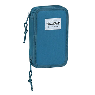 Safta Blackfit8 Egeo Plumier de 2 Pisos - 28 Piezas - 1L - Goma - Lapiz - Boligrafo - Sacapuntas - 10 Colores - 14 Rotuladores - 125x40x195mm - Color 