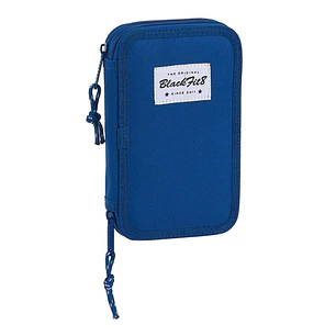 Safta Blackfit8 Oxford Plumier de 2 Pisos - 28 Piezas - 1L - Goma - Lapiz - Boligrafo - Sacapuntas - 10 Colores - 14 Rotuladores - 125x40x195mm - Colo