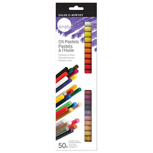 Daler Rowney Simply Pack de 50 Pasteles al Oleo - Caja de Carton - Colores Surtidos
