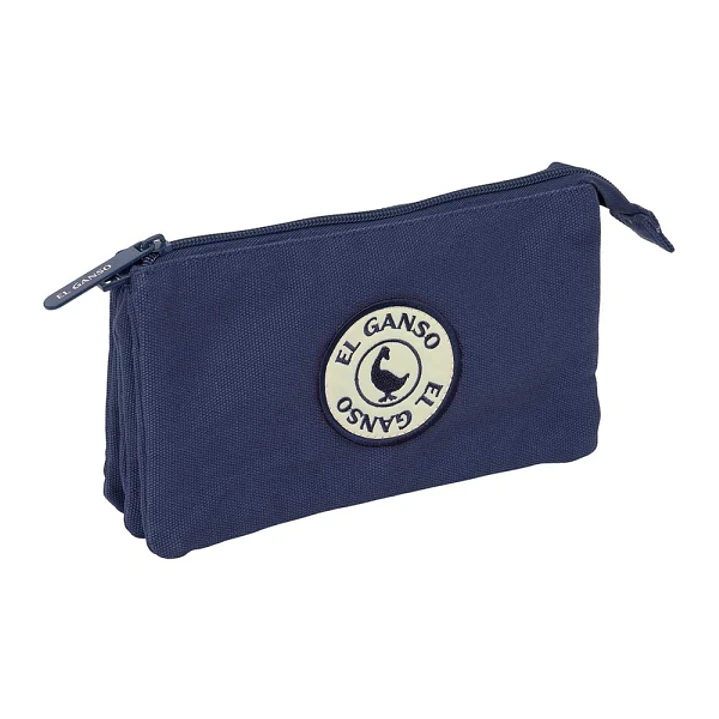 Safta el Ganso Jeans Portatodo - 3 Compartimentos con Cremallera - Bolsillo Interior Central - 22x12x3cm - Color Azul Marino 1