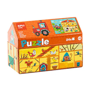 Apli Kids Puzle Granja - 24 Piezas de 7x7cm - Diseño Infantil y Colorido - Piezas Resistentes y Seguras - Desarrolla Habilidades y Capacidades - Color
