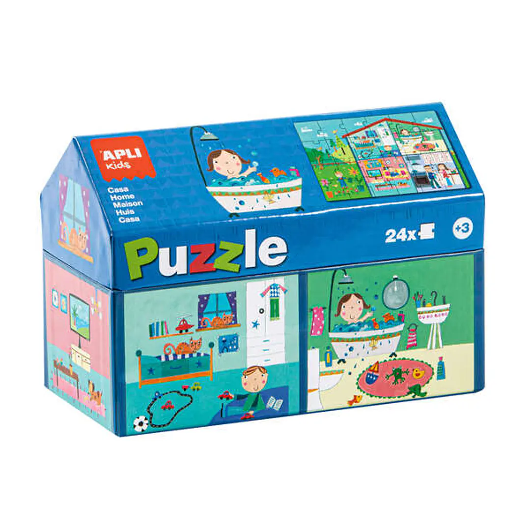 Apli Kids Puzle Casa Interior - 24 Piezas de 7x7cm - Diseño Exclusivo Infantil, Colorido, Claro y Simple - Piezas Resistentes y Seguras - Colorido 1