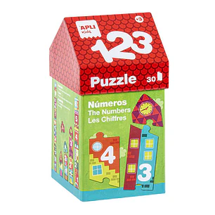 Apli Puzle Educativo de Numeros y Series - 30 Piezas de Diferentes Tamaños - Piezas Resistentes y Seguras - Facil Manejo - Carton de 2mm con Acabado B