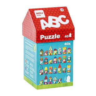 Apli Puzle de Letras Casitas - 40 Piezas de Diferentes Tamaños - Facil Manejo y Piezas Resistentes - Carton de 2mm con Acabado Brillante - Desarrolla 