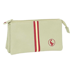 Safta el Ganso Basics Portatodo - 3 Compartimentos con Cremalleras - Bolsillo Interior - 0.6L - 220x30x120mm - Color Beige
