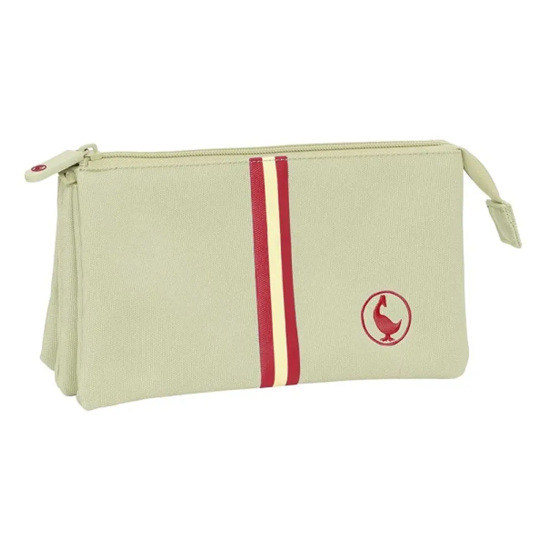 Safta el Ganso Basics Portatodo - 3 Compartimentos con Cremalleras - Bolsillo Interior - 0.6L - 220x30x120mm - Color Beige 1