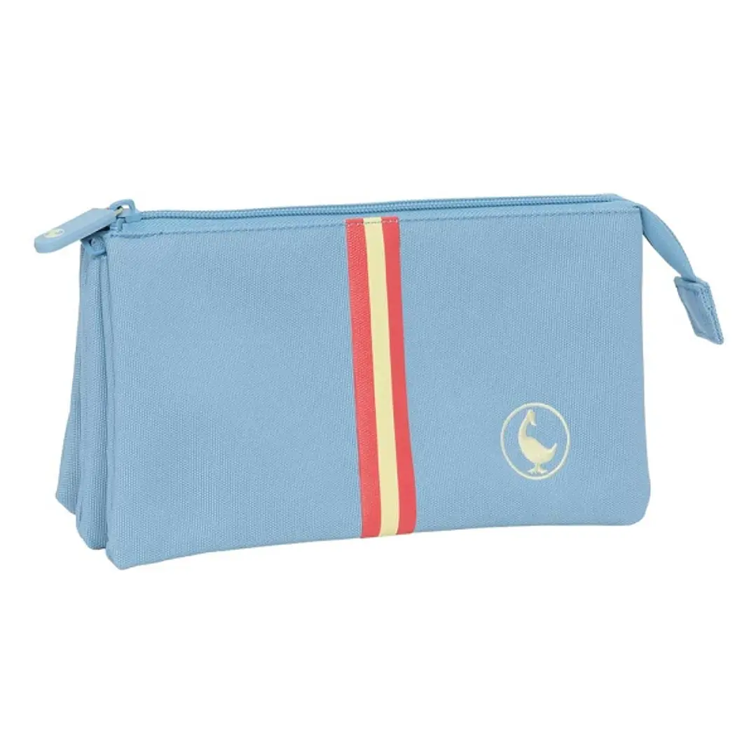 Safta el Ganso Basics Cerulean Portatodo - 3 Compartimentos con Cremalleras - Bolsillo Interior - 0.6L - 220x30x120mm - Color Azul 1