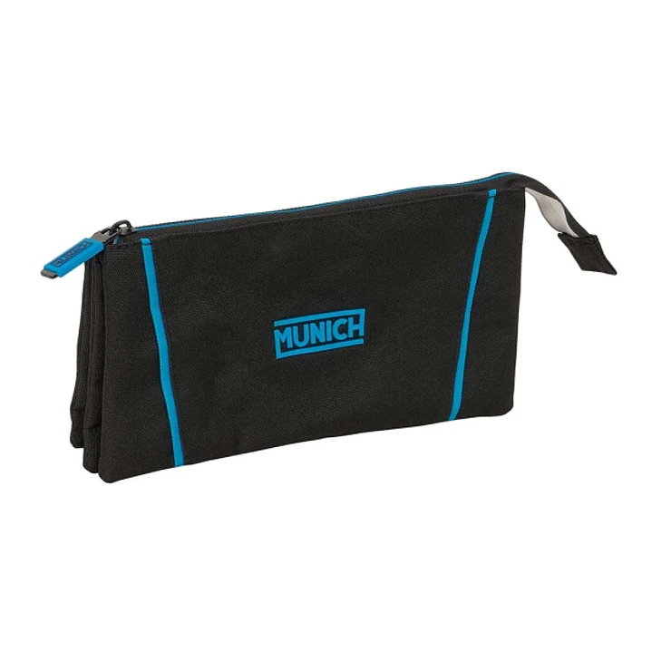 Safta Munich Road Portatodo - 3 Compartimentos con Cremalleras - Bolsillo Interior - 0.6L - 220x30x120mm - Color Negro 1