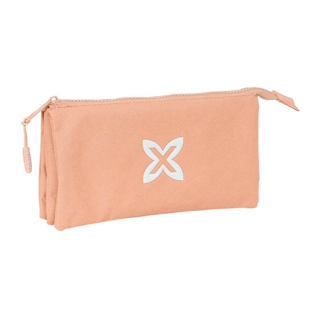 Safta Munich Basicos Peach Portatodo - 3 Compartimentos con Cremalleras - Bolsillo Interior - 0.6L - 220x30x120mm - Color Naranja 1